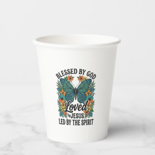 Blessed Butterfly Christian T-Shirt Design (2) Paper Cups