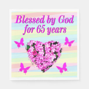BLESSED BY GOD 65TH BIRTHDAY PARTY NAPKINS