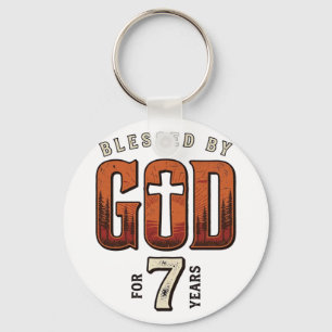 Blessed By God 7 Years Vintage Christian Shirt Key Ring