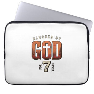 Blessed By God 7 Years Vintage Christian Shirt Laptop Sleeve