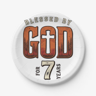 Blessed By God 7 Years Vintage Christian Shirt Paper Plate