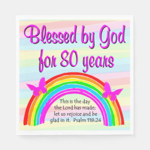 BLESSED BY GOD 80TH BIRTHDAY NAPKINS