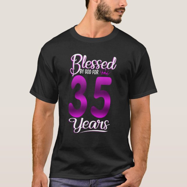 Blessed by God for 35 Years Old 35th Birthday Crow T-Shirt (Front)