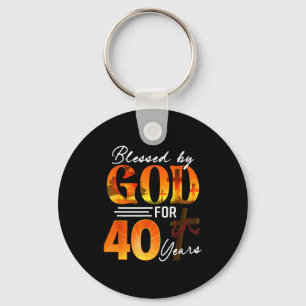 Blessed By God For 40 Years Old Gift 40th Birthday Key Ring