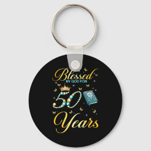 Blessed By God For 50 Years Old Christian 50th Bir Key Ring