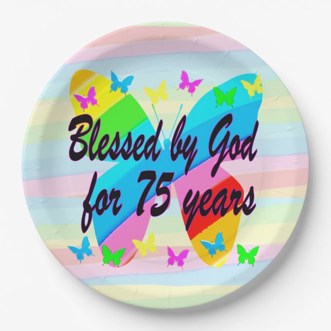 BLESSED BY GOD FOR 75 YEARS PAPER PLATES (Front)