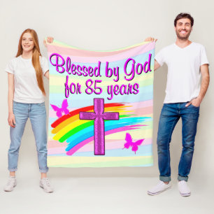 BLESSED BY GOD FOR 85 YEARS FLEECE BLANKET