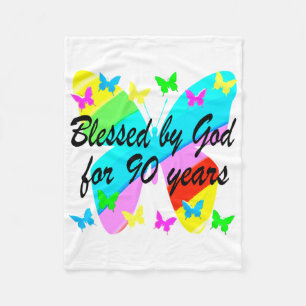 BLESSED BY GOD FOR 90 YEARS FLEECE BLANKET