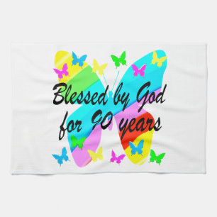 BLESSED BY GOD FOR 90 YEARS TEA TOWEL
