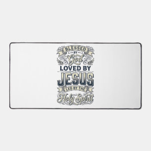 Blessed By God Jesus Holy Spirit Vintage Shirt Desk Mat