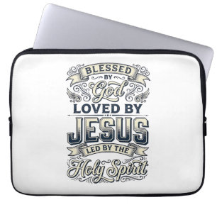 Blessed By God Jesus Holy Spirit Vintage Shirt Laptop Sleeve
