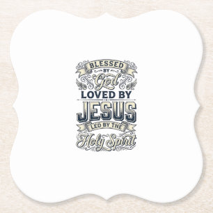 Blessed By God Jesus Holy Spirit Vintage Shirt Paper Coaster