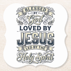 Blessed By God Jesus Holy Spirit Vintage Shirt Paper Coaster