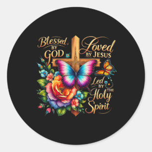 Blessed By God Loved By Jesus Easter Day Classic Round Sticker