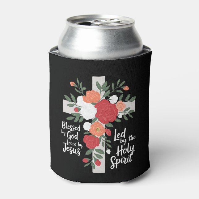 Blessed by God Loved by Jesus Led by the Holy Can Cooler (Can Front)