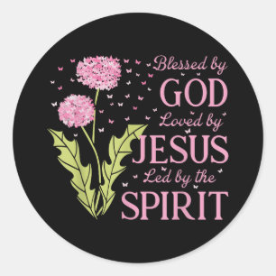 Blessed By God Loved By Jesus Led By The Spirit Ch Classic Round Sticker