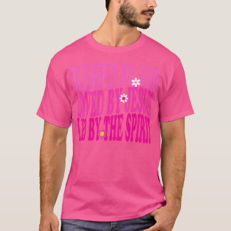 Blessed By God Loved By Jesus Pink Flower Christia T-Shirt