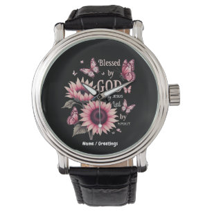 Blessed By God Loved By Jesus Pink Sunflower Faith Watch