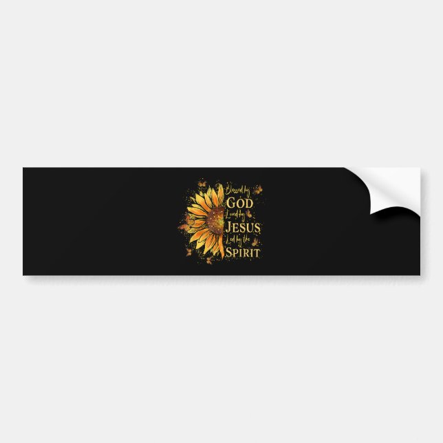 Blessed By God - Loved By Jesus, Sunflower Bumper Sticker (Front)