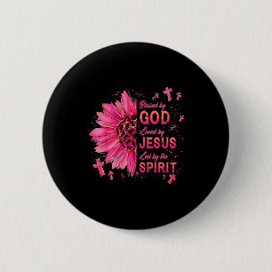 Blessed By God Loved By Jesus Sunflower Christian  6 Cm Round Badge