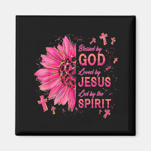 Blessed By God Loved By Jesus Sunflower Christian  Magnet