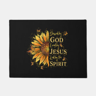 Blessed By God - Loved By Jesus, Sunflower Doormat