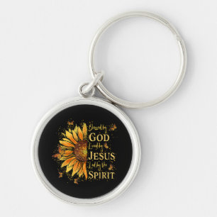 Blessed By God - Loved By Jesus, Sunflower Key Ring