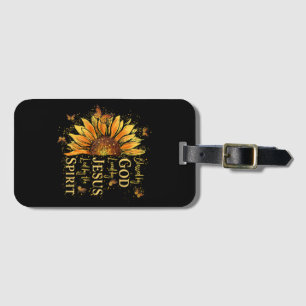 Blessed By God - Loved By Jesus, Sunflower Luggage Tag
