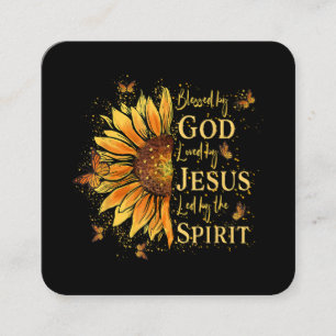 Blessed By God - Loved By Jesus, Sunflower Square Business Card
