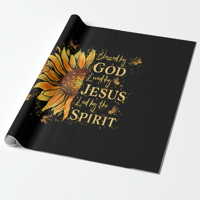 Blessed By God - Loved By Jesus, Sunflower Wrapping Paper (Unrolled)