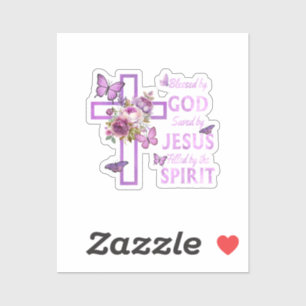 Blessed by God Saved by Jesus Purple Floral Cross