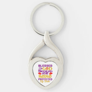 Blessed By God Spoiled By Husband Christian Wife Key Ring