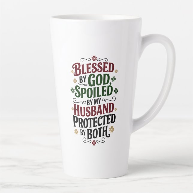 Blessed by God, Spoiled by Husband  Latte Mug (Right)