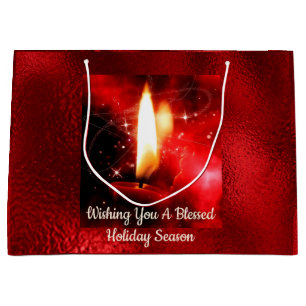 Blessed Candle Flame Red Foil Gift Bag