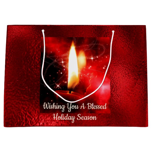 Blessed Candle Flame Red Foil Gift Bag (Front)