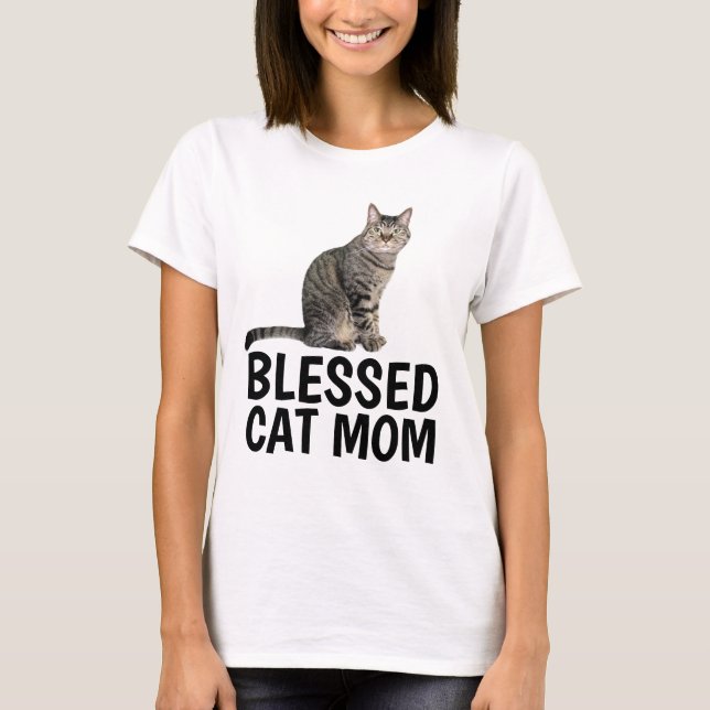 BLESSED CAT MOM, Tabby T-shirts (Front)