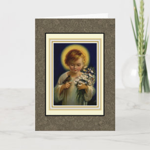 Blessed Child Jesus with bird & flowers Holiday Card