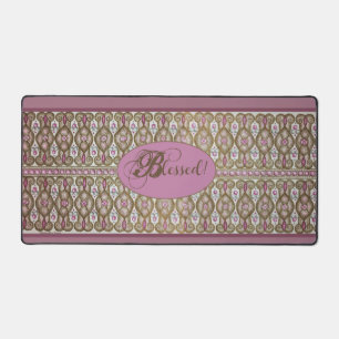 Blessed! Chocolate/Berry Desk Mat - Berry