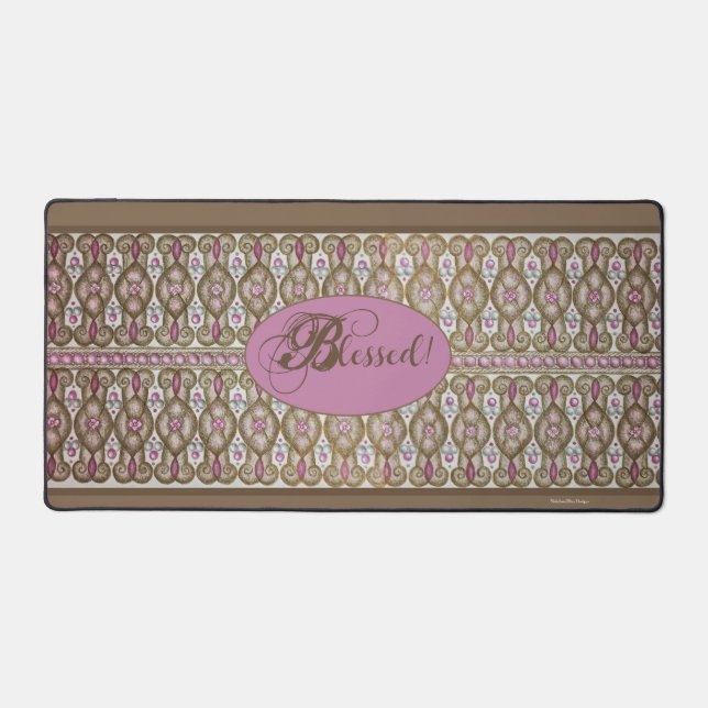 Blessed! Chocolate/Berry Desk Mat - Chocolate (Front)