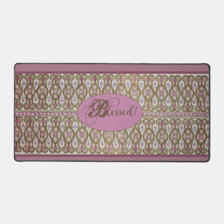 Blessed! Chocolate & Purple Desk Mat - Purple