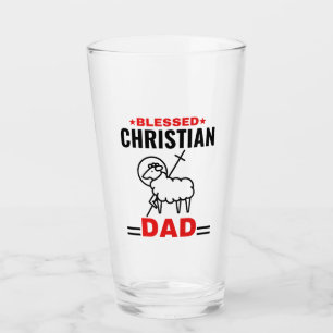 Blessed Christian Dad Glass Cup