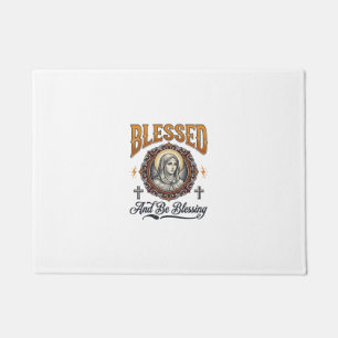 Blessed Christian Vintage Engraving T-Shirt Design Doormat