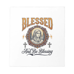 Blessed Christian Vintage Engraving T-Shirt Design Notepad