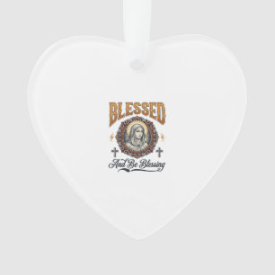 Blessed Christian Vintage Engraving T-Shirt Design Ornament