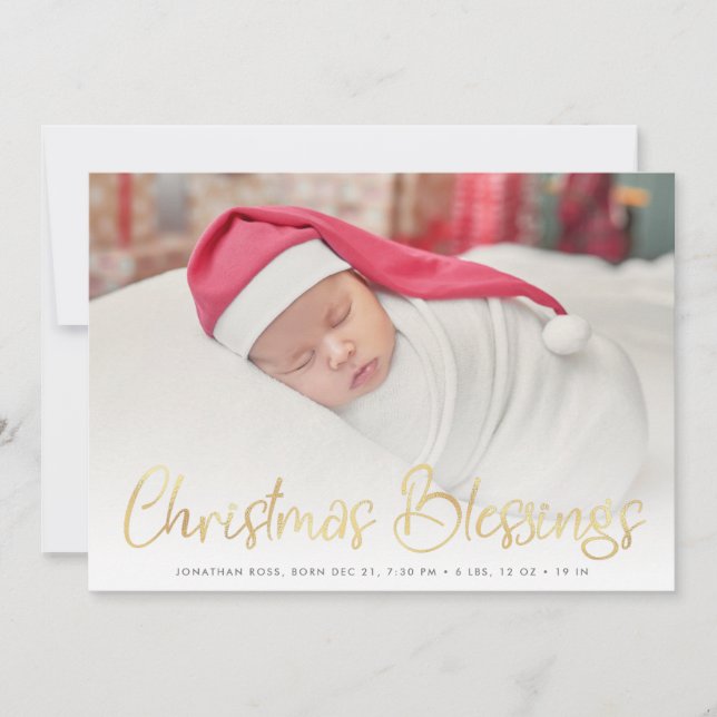 blessed christmas birth announcement card (Front)