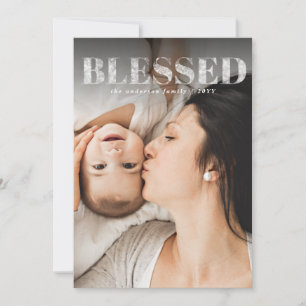 Blessed christmas elegant photo holiday card