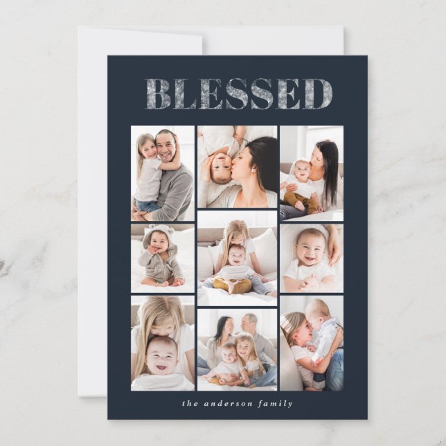 Blessed christmas multi photo holiday card (Front)
