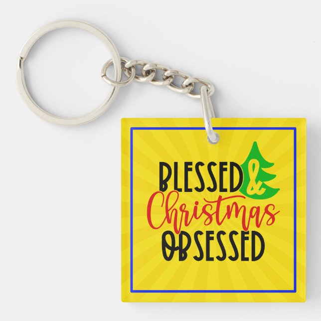 Blessed & Christmas Obsessed-50100 Key Ring (Front)