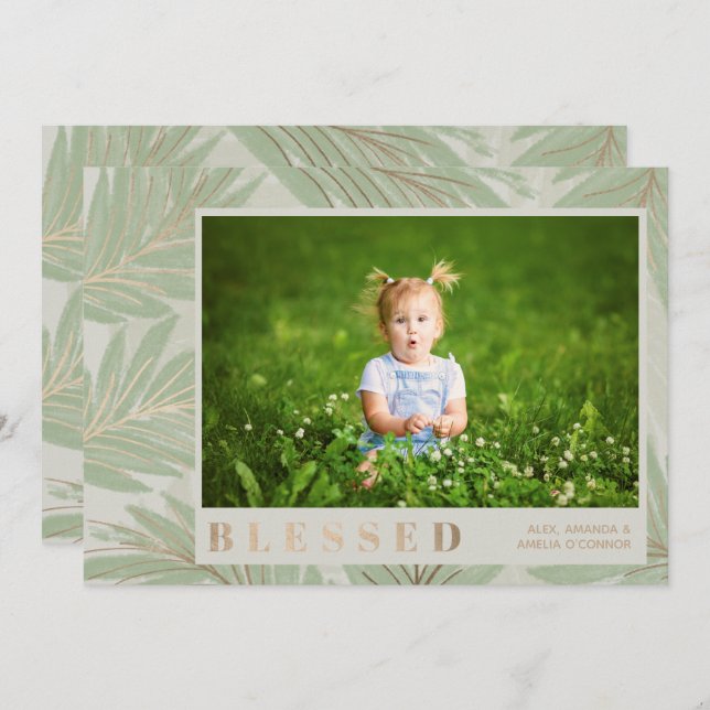 BLESSED Christmas Photo Holiday Card (Front/Back)