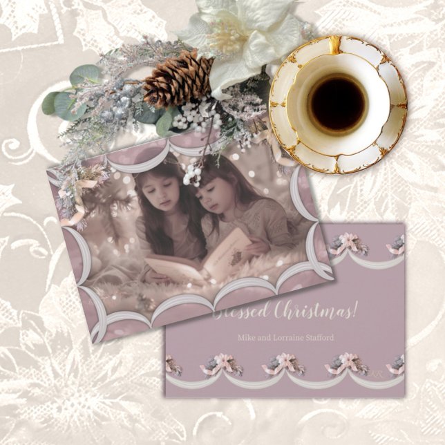 Blessed Christmas Transparent Pink Photo Card (Creator Uploaded)